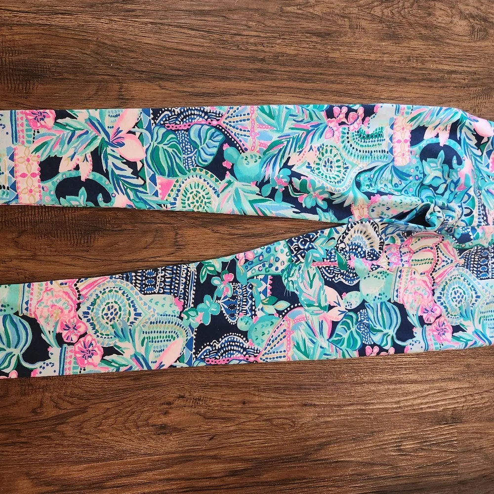 Girls'  Lilly Pulitzer Navy Floral Print Leggings - Multicolor